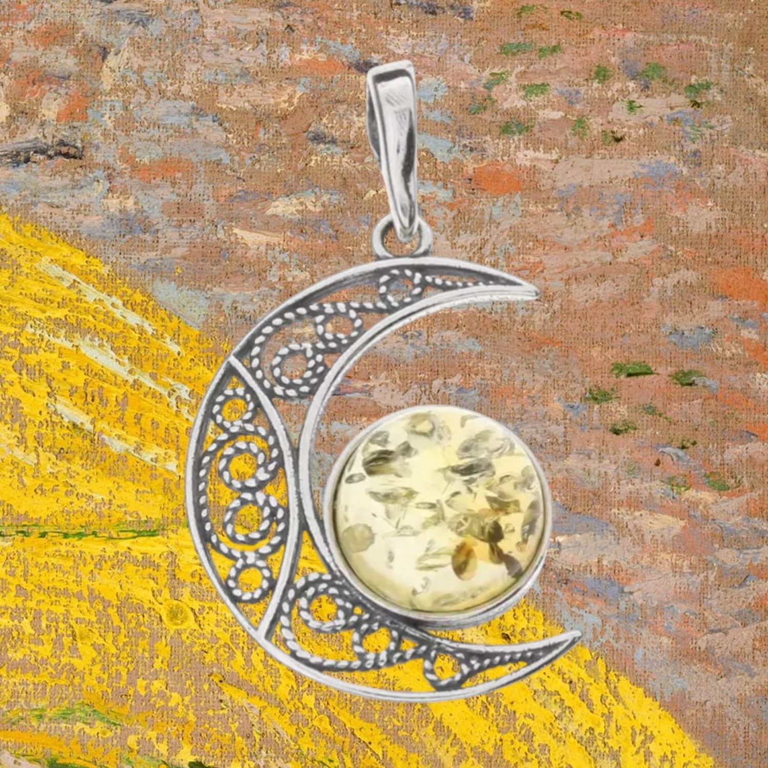 Sun &amp; Moon Amber Pendant