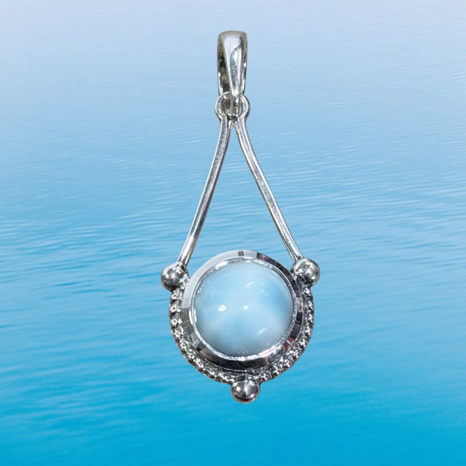 Larimar Round Drop Pendant
