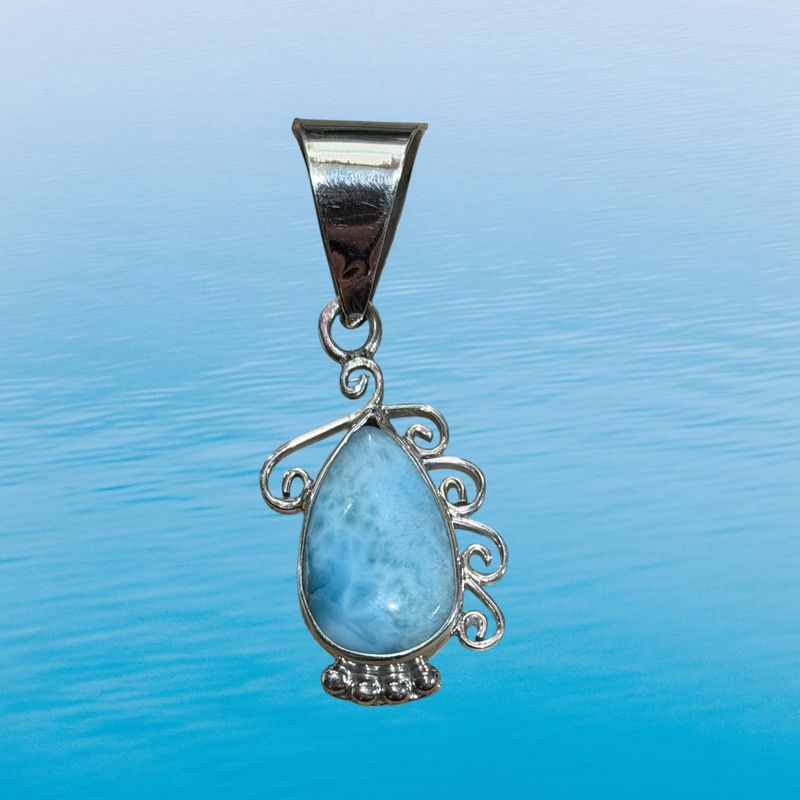 Larimar Side Swirl Pendant