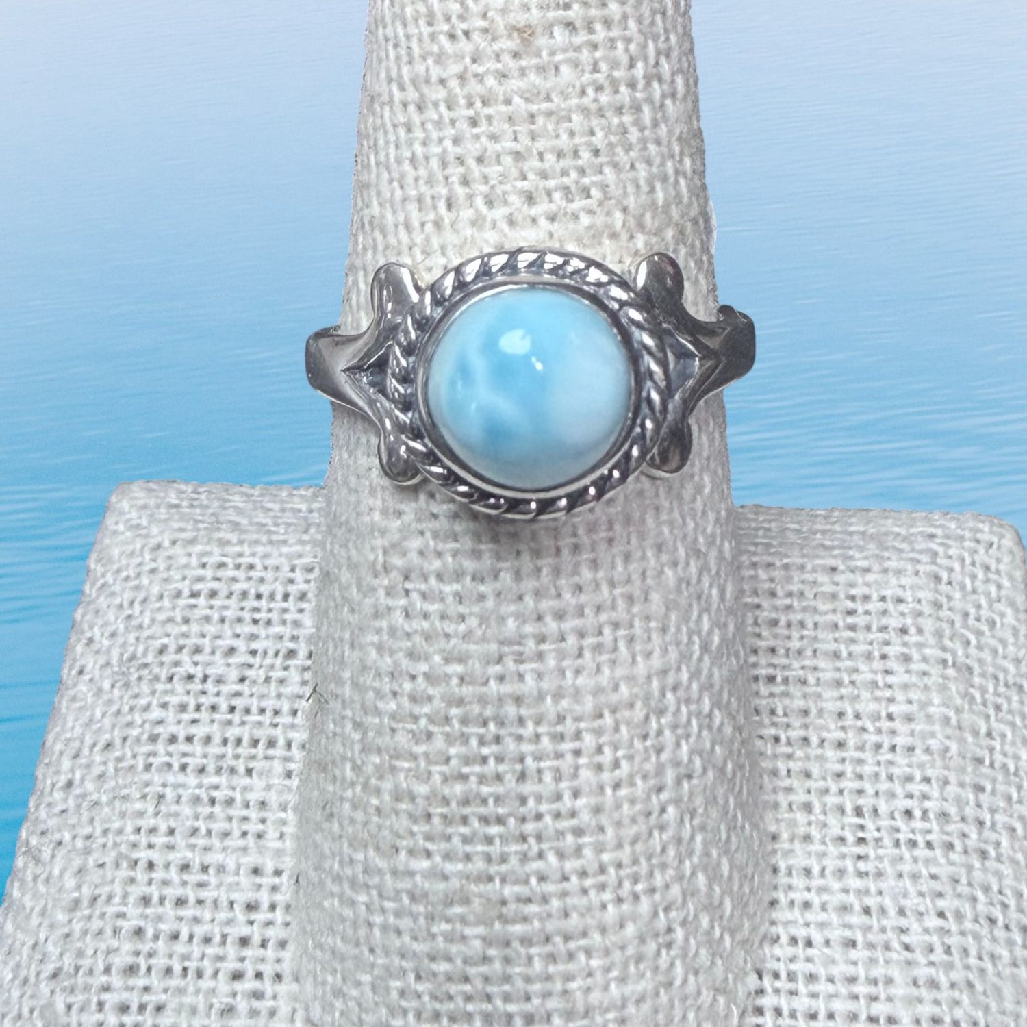 Larimar Rope Split Shank Ring