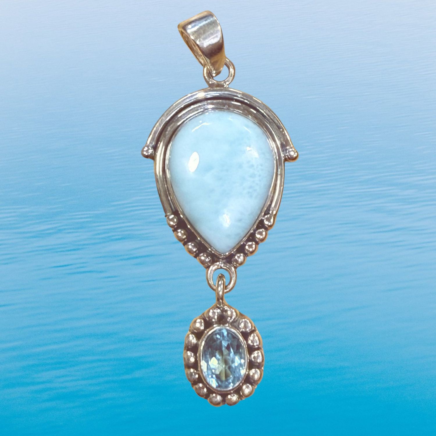 Larimar &amp; Topaz XL Pendant