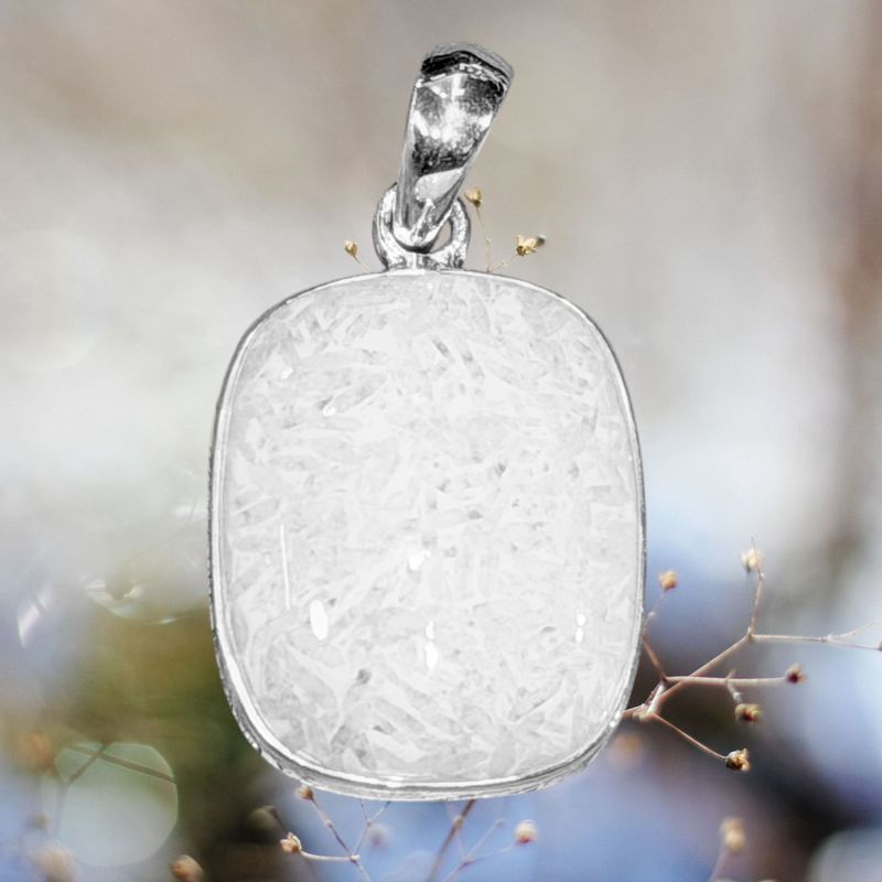 White Scolocite Pendant