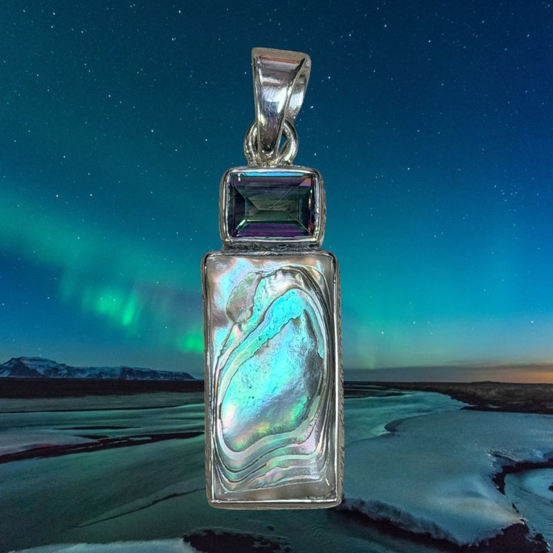 Abalone &amp; Rainbow Topaz Pendant