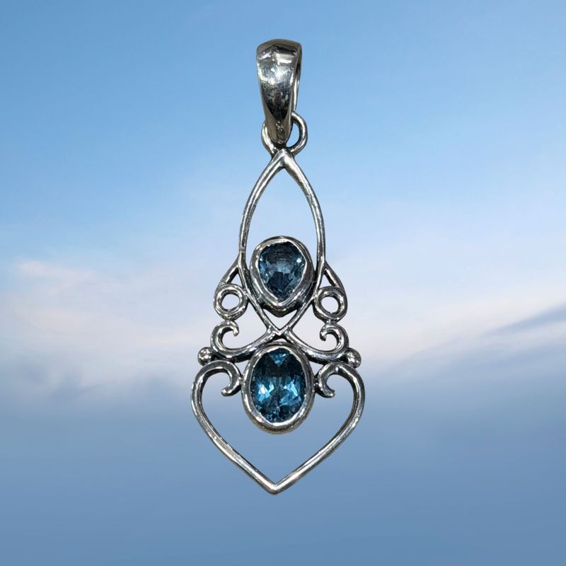 Blue Topaz Double Open Pendant
