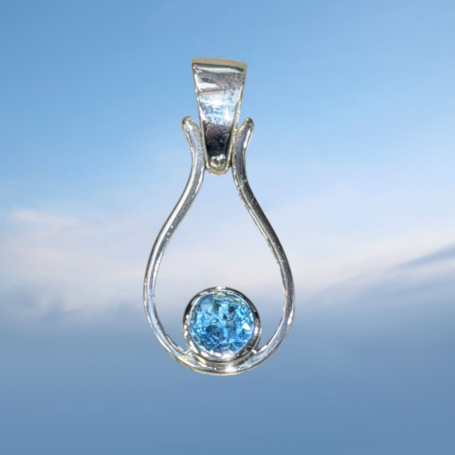 Blue Topaz Open U Pendant