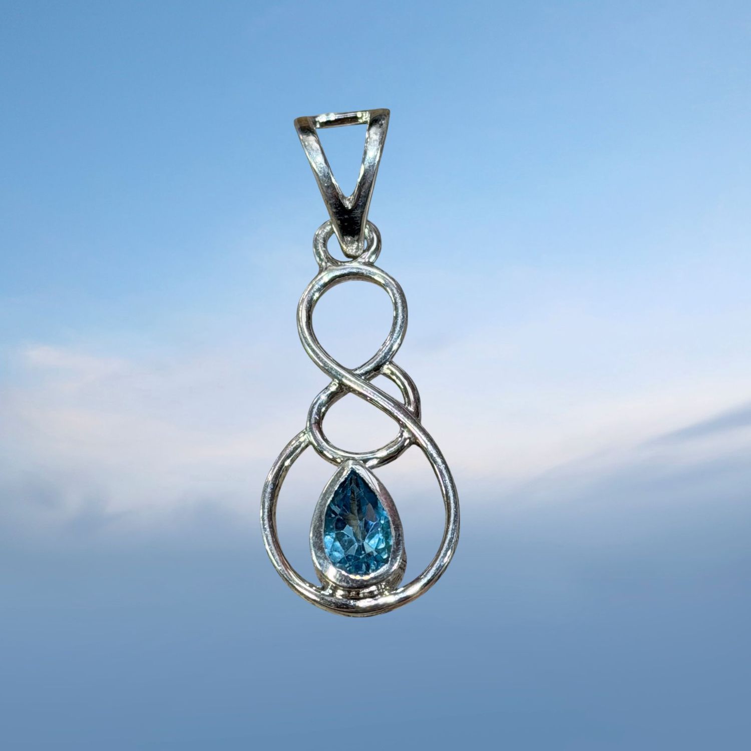 Blue Topaz Infinity Pendant