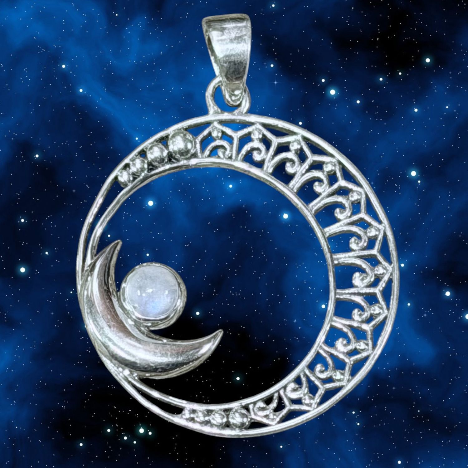 Moonstone Moon Pendant