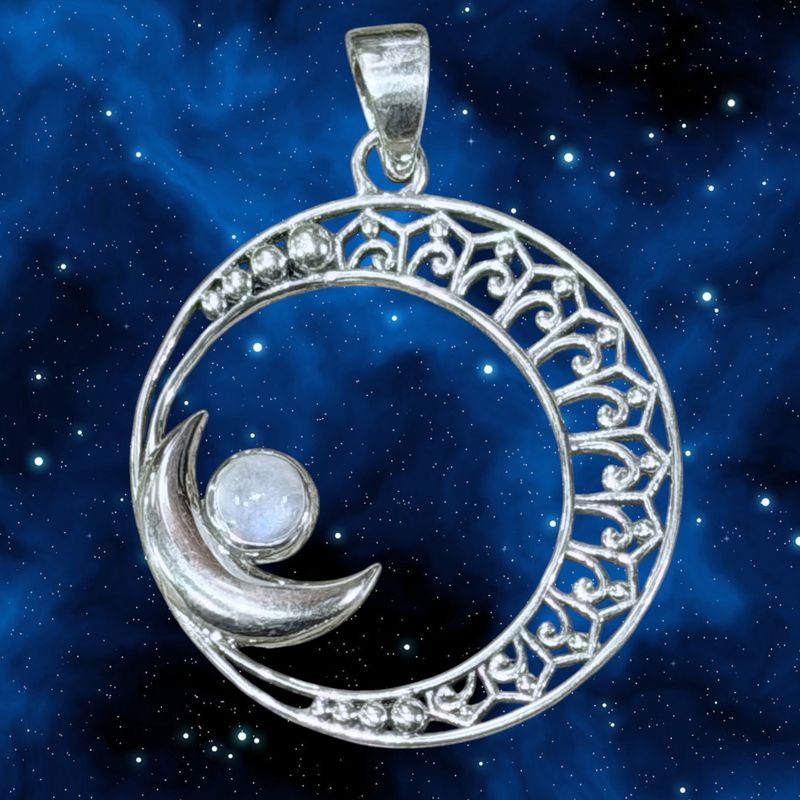 Moonstone Moon Pendant