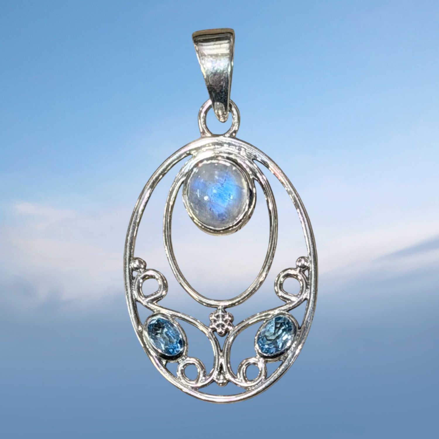 Moonstone Blue Topaz Open Ovals