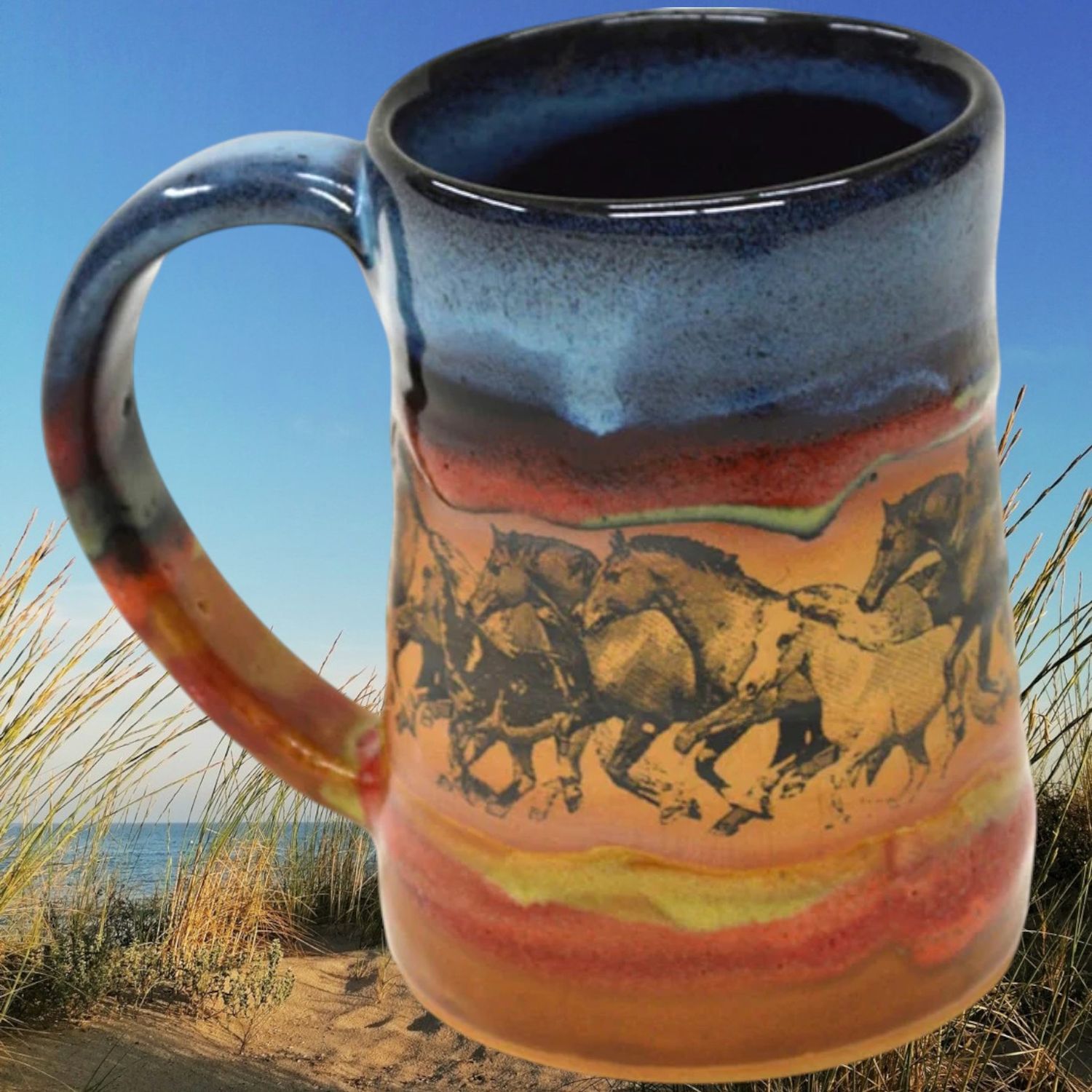 Running Horses 17oz Tankard