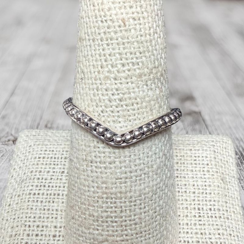 Dotted V Sterling Ring