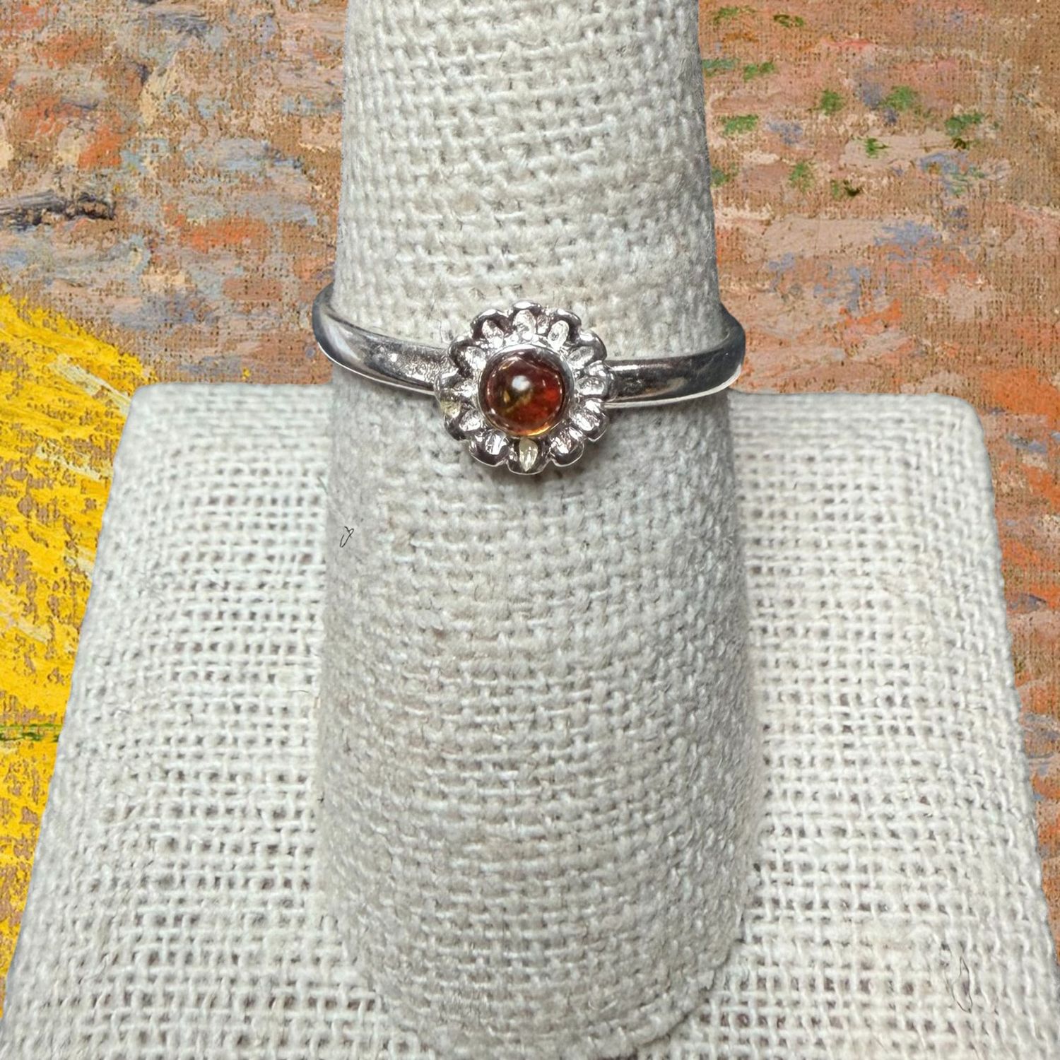 Petite Amber Flower Ring