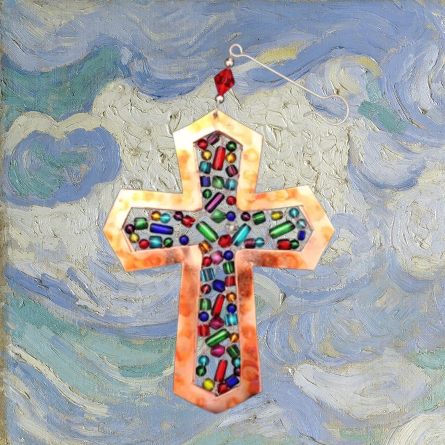 Colorful Cross Metal Ornament