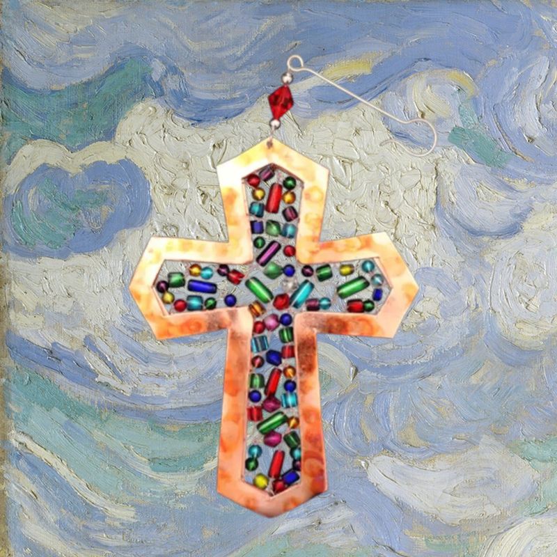Colorful Cross Metal Ornament