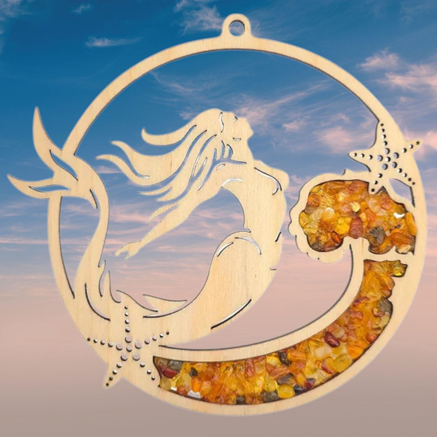 Amber Mermaid Suncatcher Magnet
