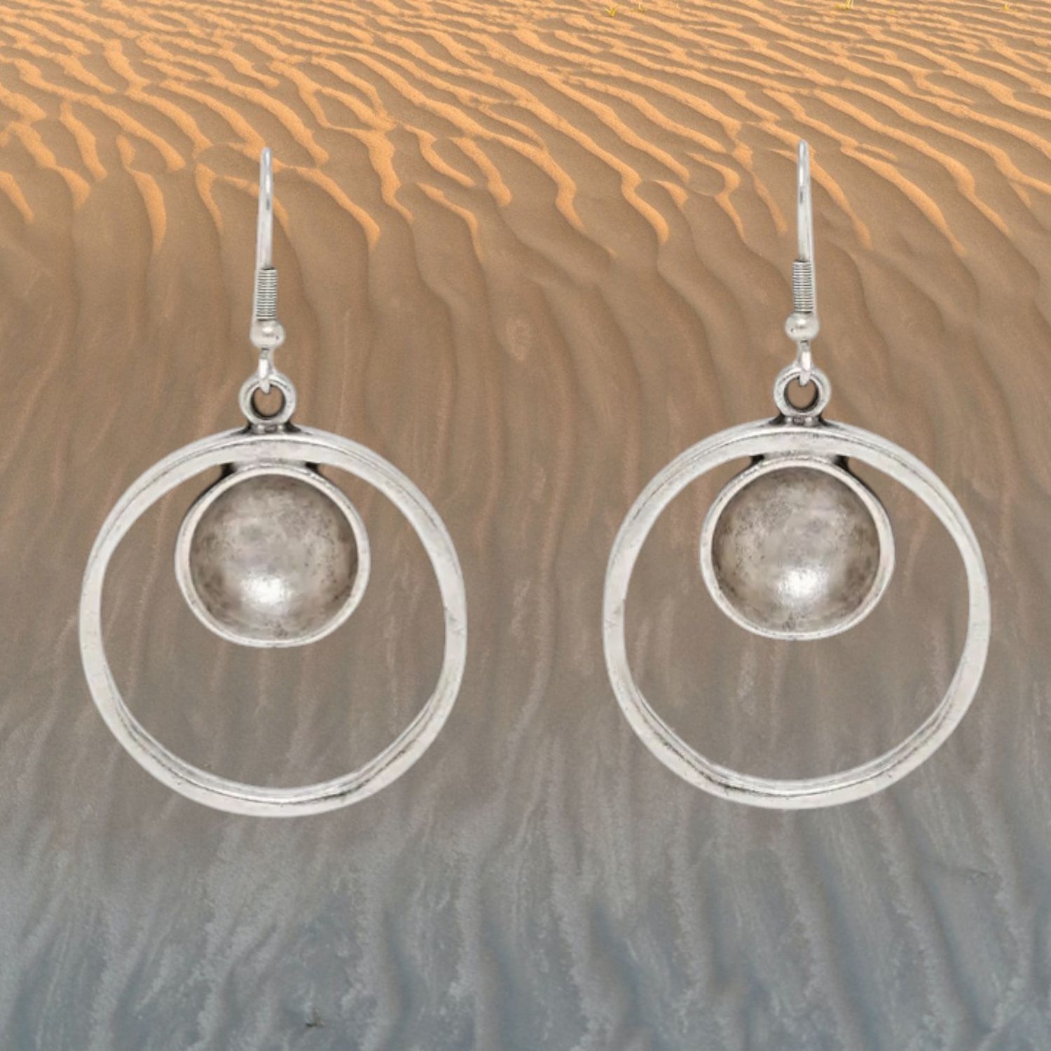 Circle and Dot Pewter Earrings