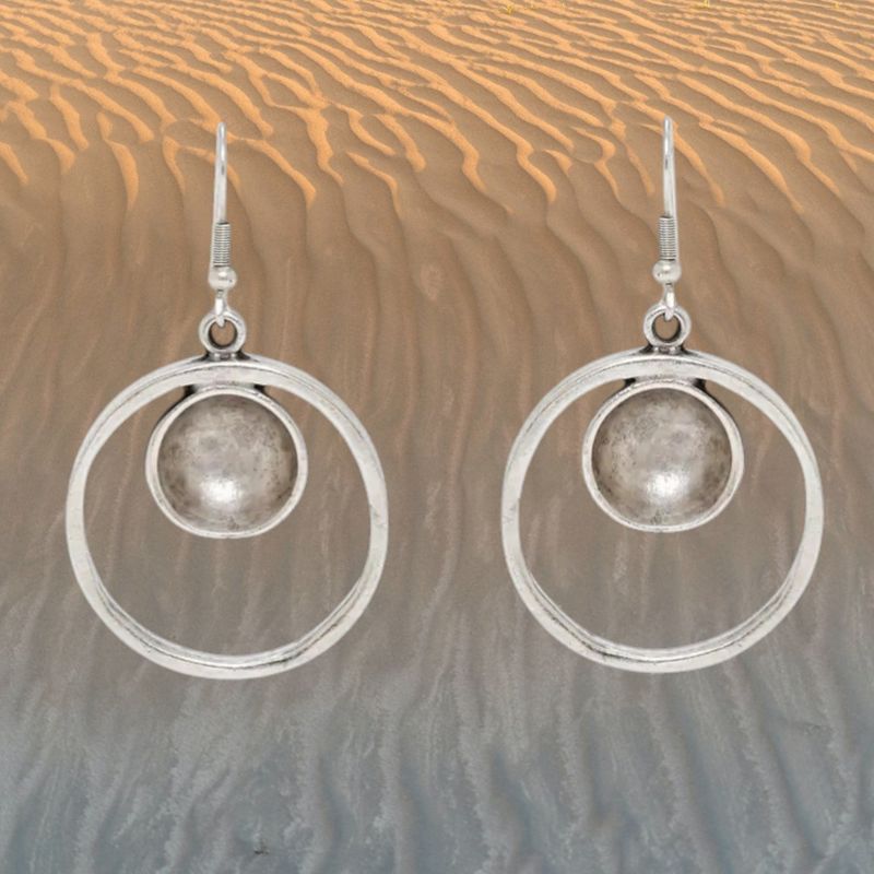Circle and Dot Pewter Earrings