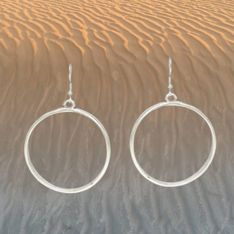Thick Hoop Pewter Earrings