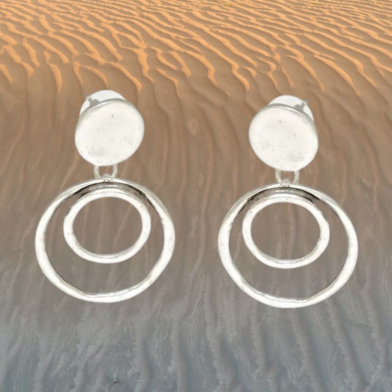 Multi Circle Pewter Post Earrings