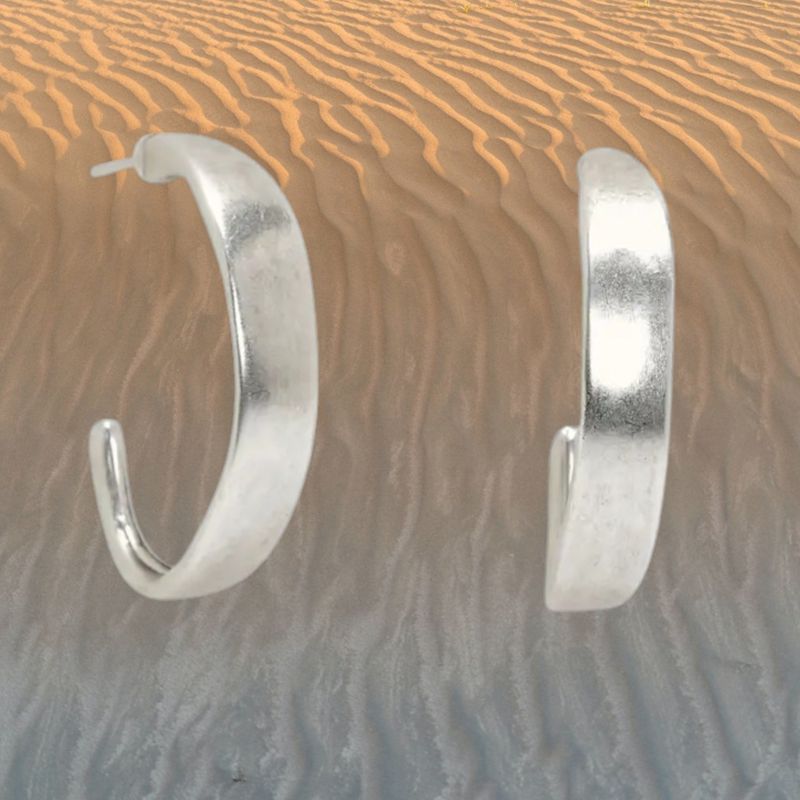 Half Hoop Pewter Post Earrings