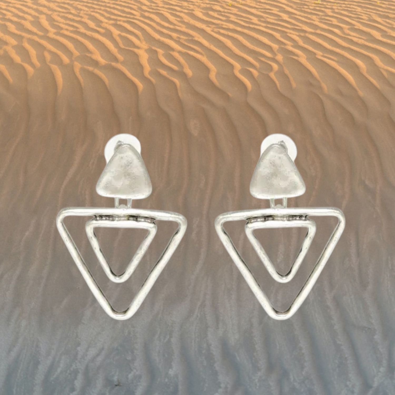 Triangle Trio Pewter Earrings