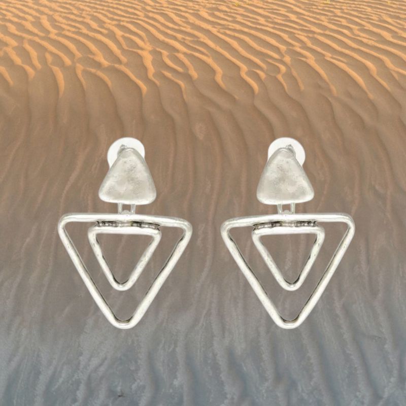 Triangle Trio Pewter Earrings