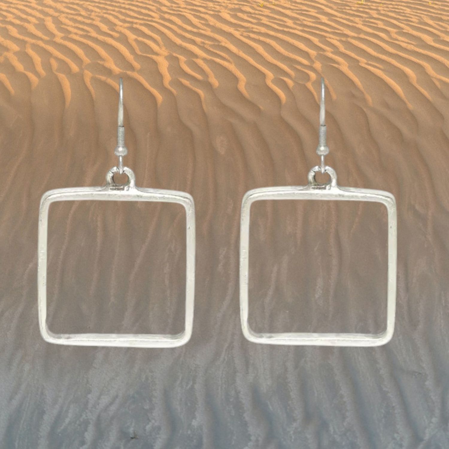 Thick Square Pewter Earrings