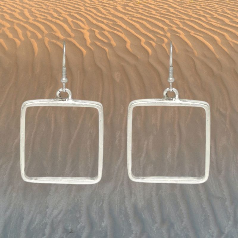 Thick Square Pewter Earrings