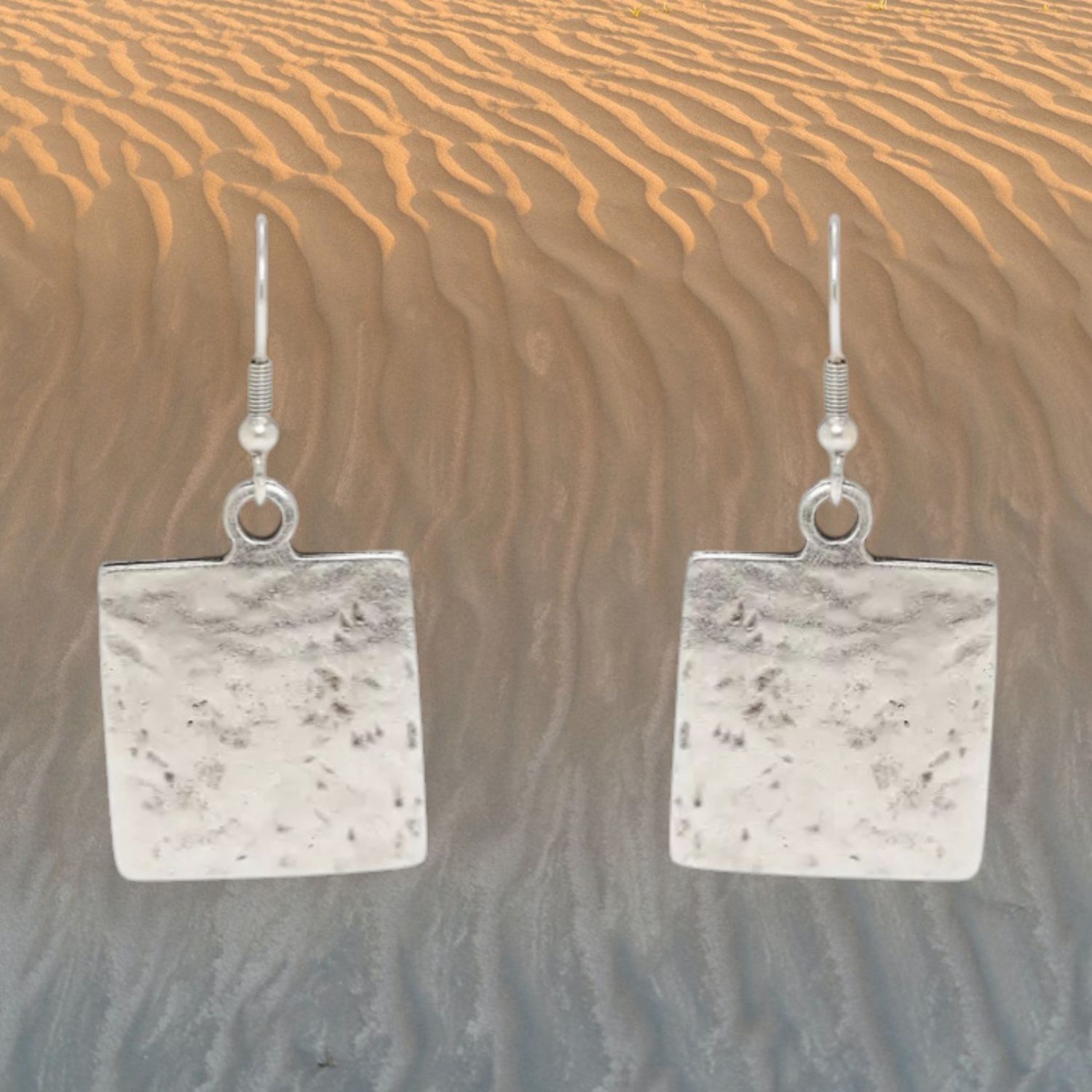Square Disc Pewter Earrings