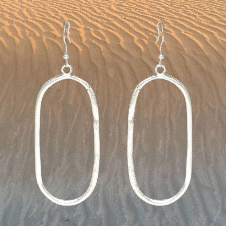 Oversized Oval Pewter Earrings