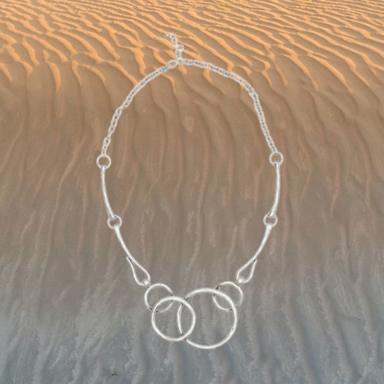 Linked Circles Pewter Necklace