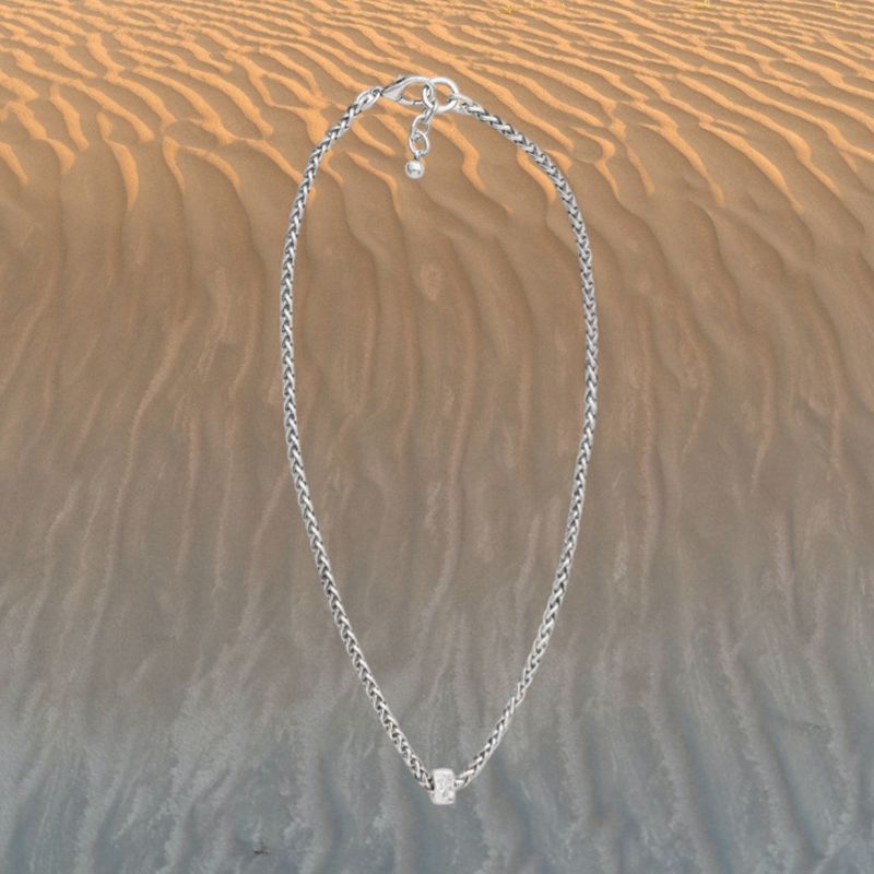 18" Pewter Necklace with Square Bead