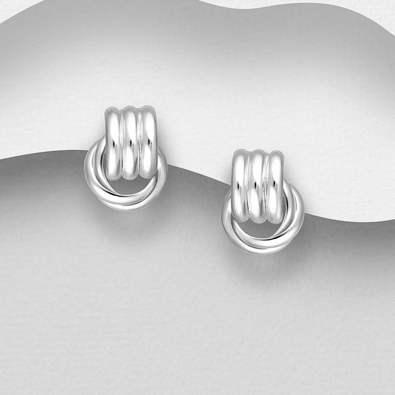 Triple Links Mini Hoop Post Earrings