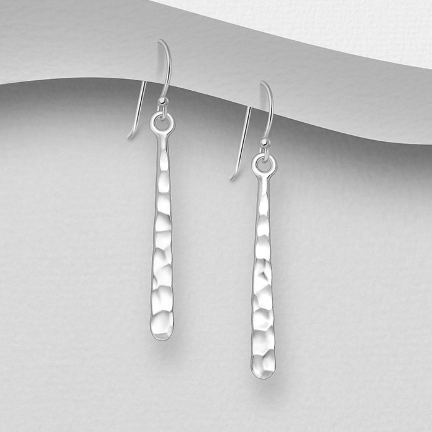 Hammered Drop Sterling Earrings