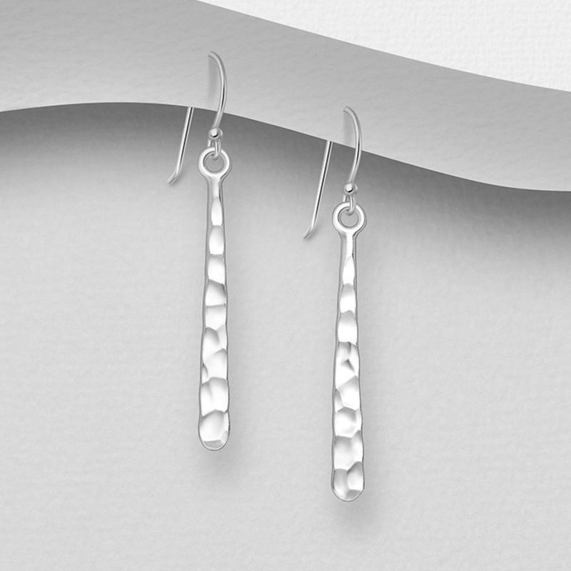 Hammered Drop Sterling Earrings