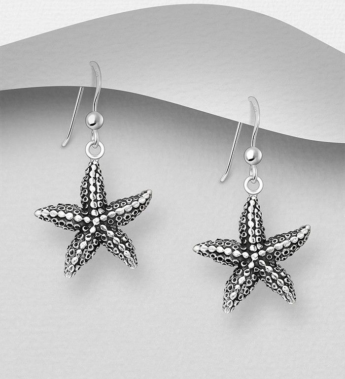Oxidized Starfish Sterling Earrings