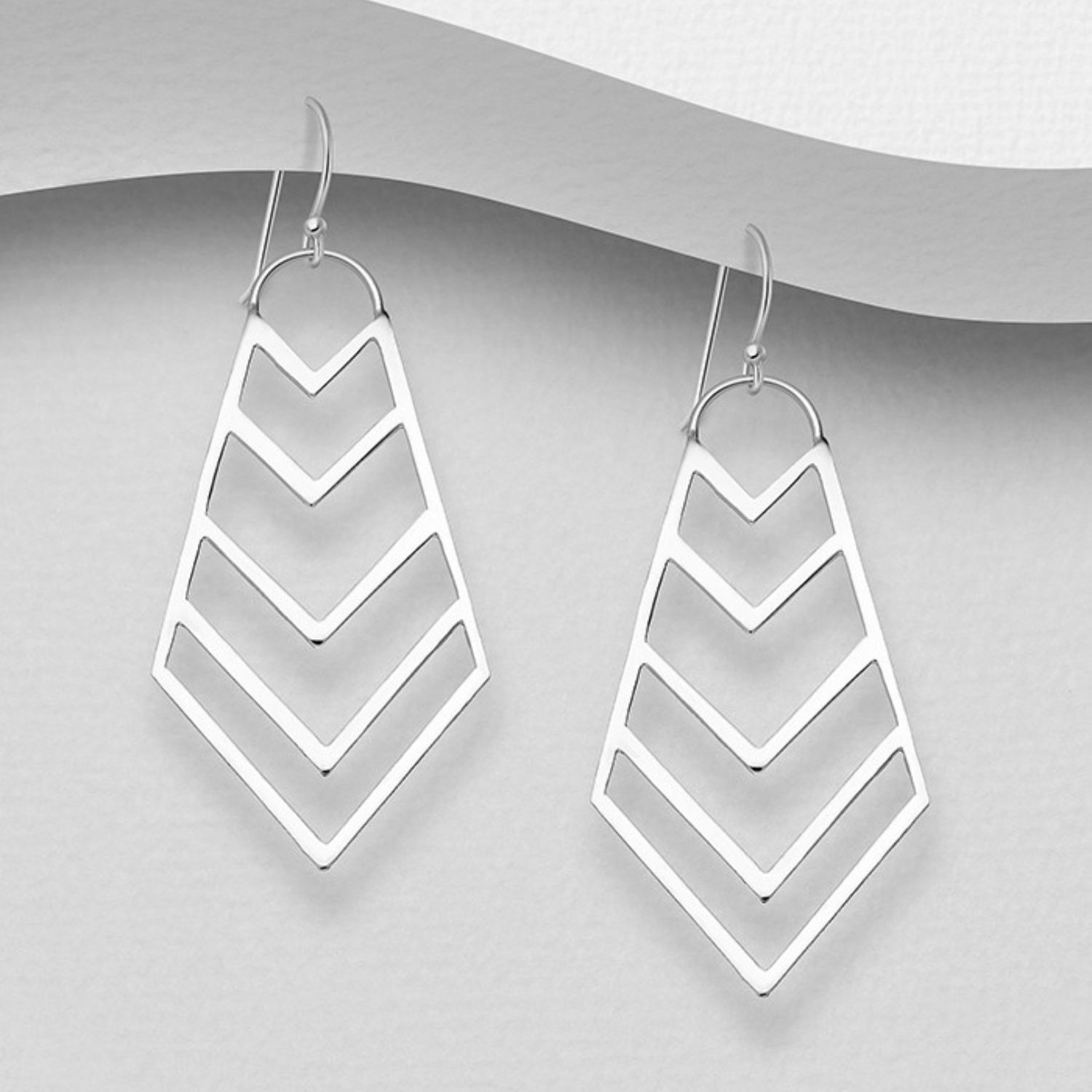 Chevron Sterling Silver Earrings