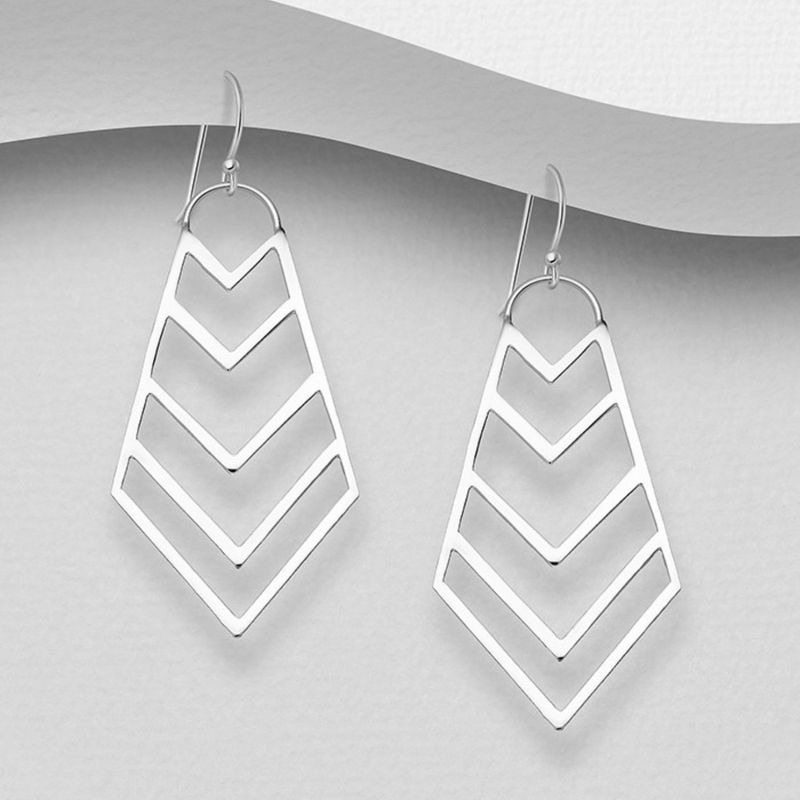Chevron Sterling Silver Earrings