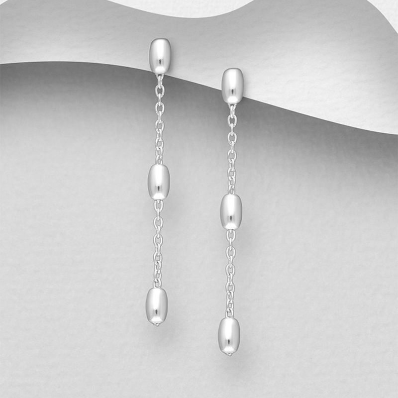 Bead and Chain Sterling Earrings