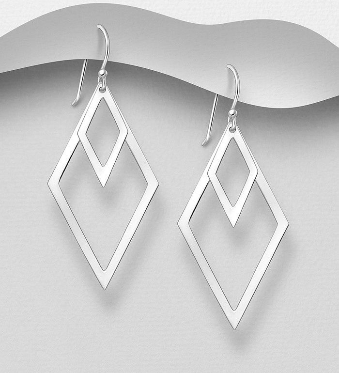 Layered Rhombus Sterling Earrings