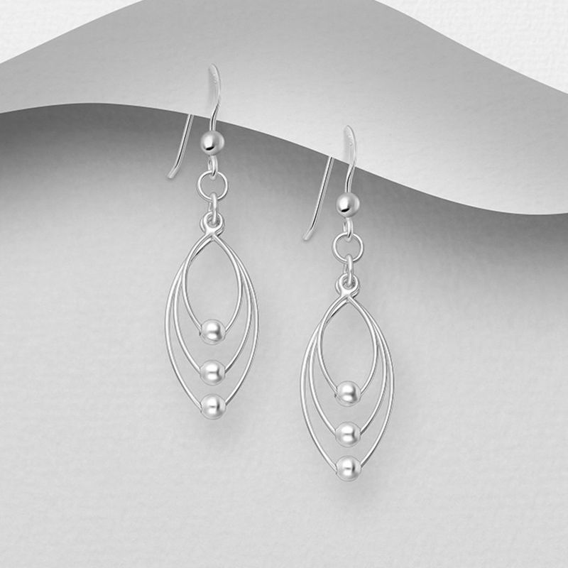 3-tier Bead Sterling Earrings