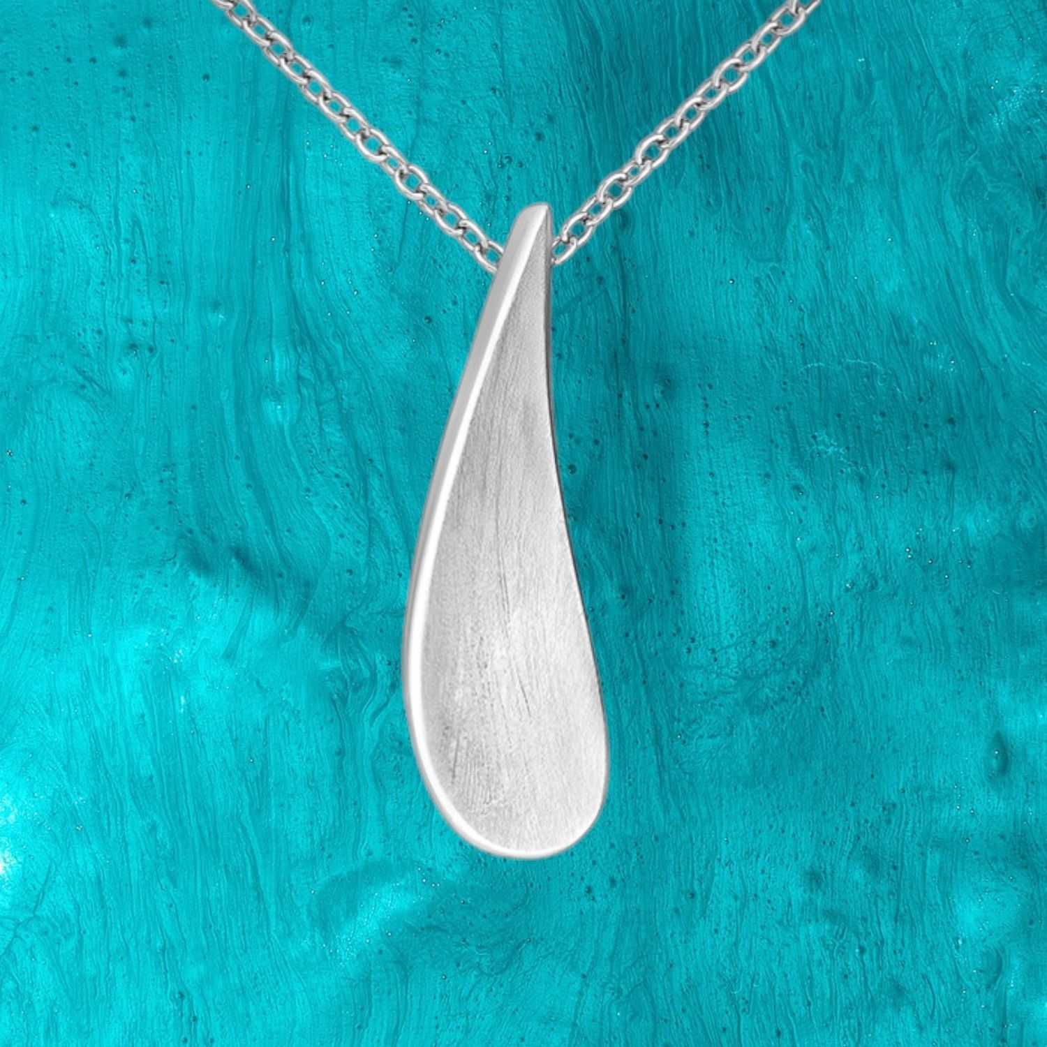 Brushed Teardrop Sterling Pendant
