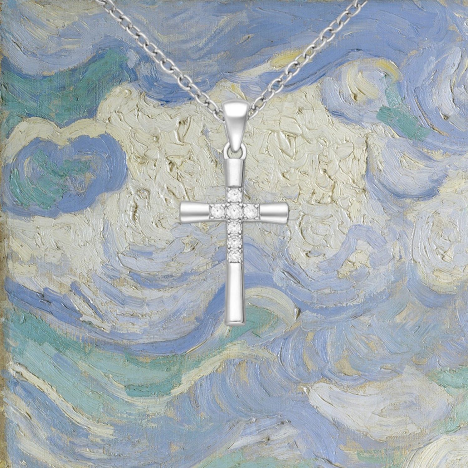 Cross with CZ Accents Sterling Pendant