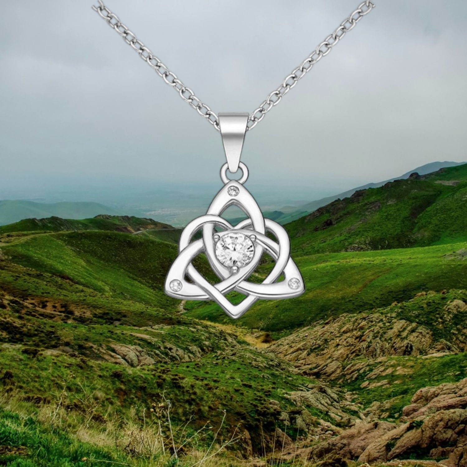Celtic Knot/CZ Sterling Pendant