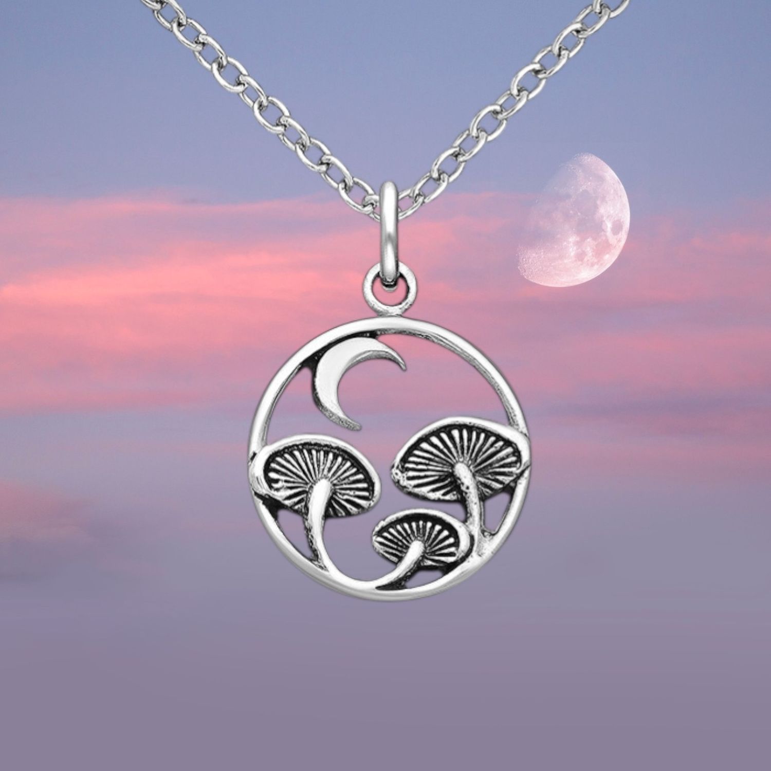 Mushroom Trio Sterling Pendant