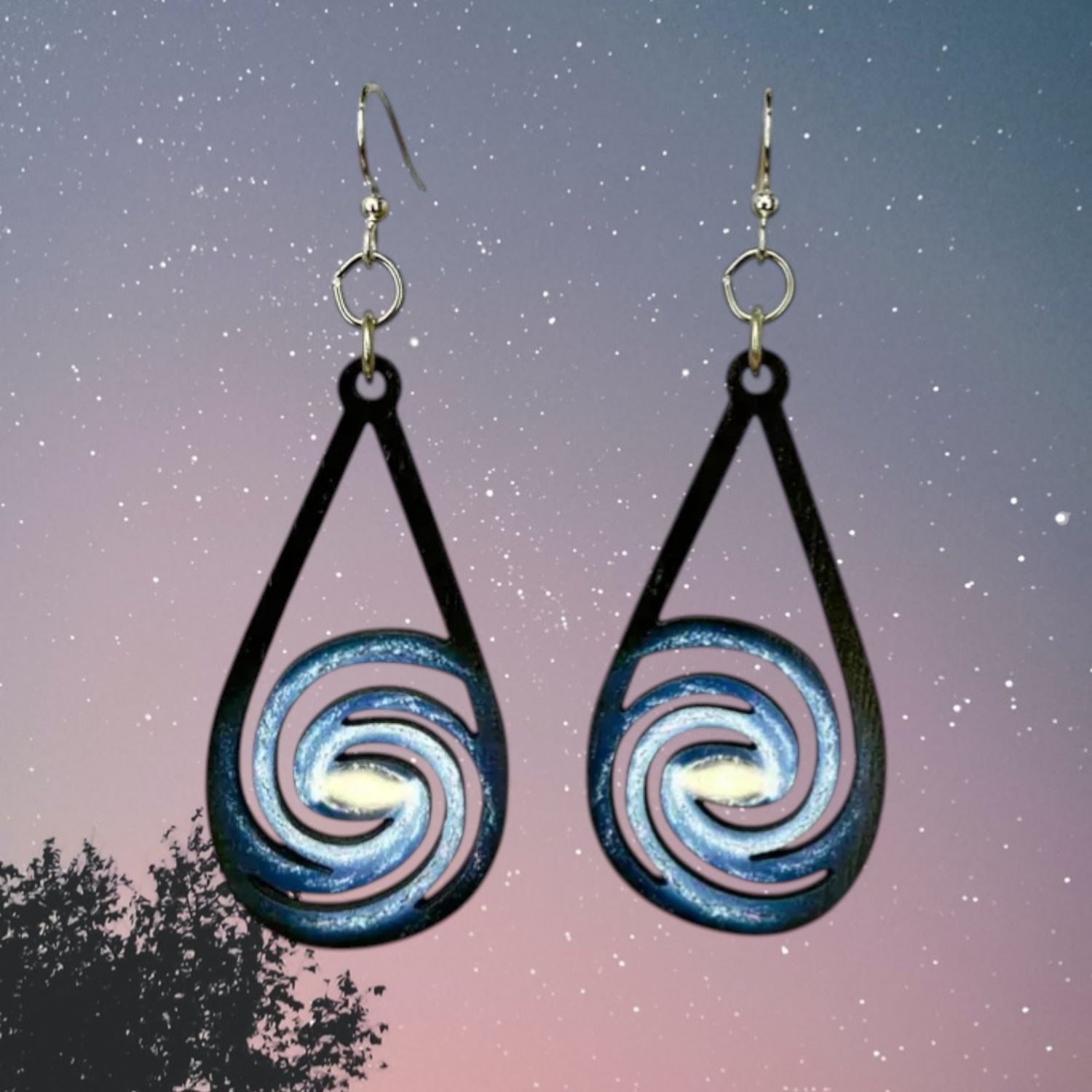 Wood Blue Universe Earrings