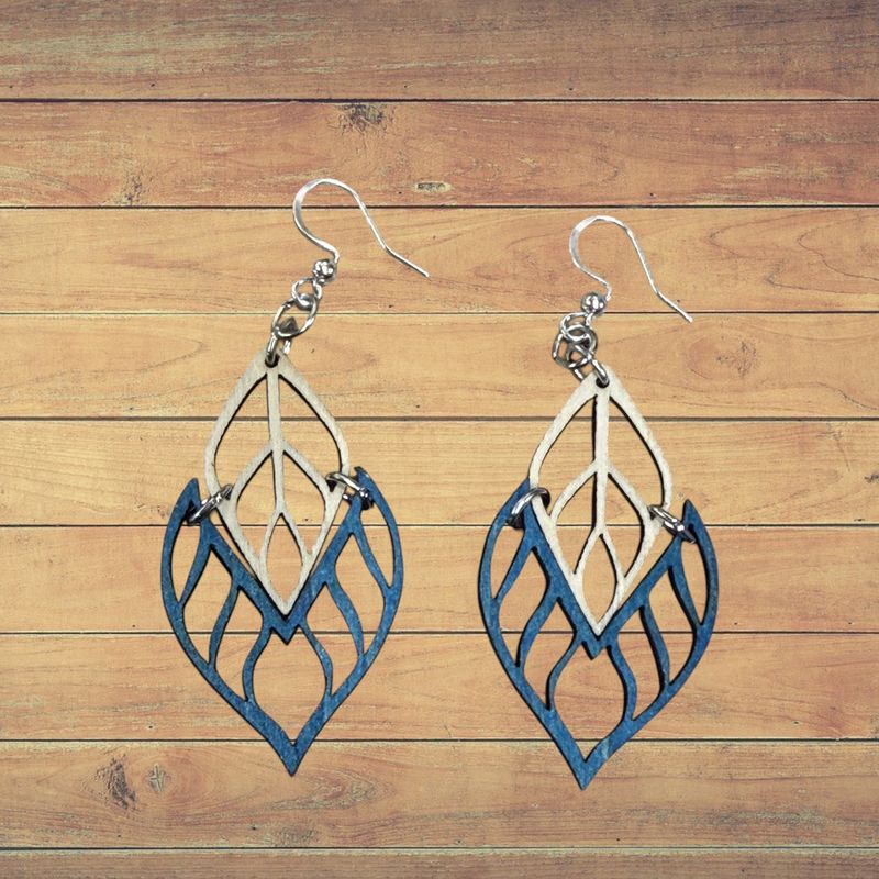 Wood Blue Flame Tip Earrings