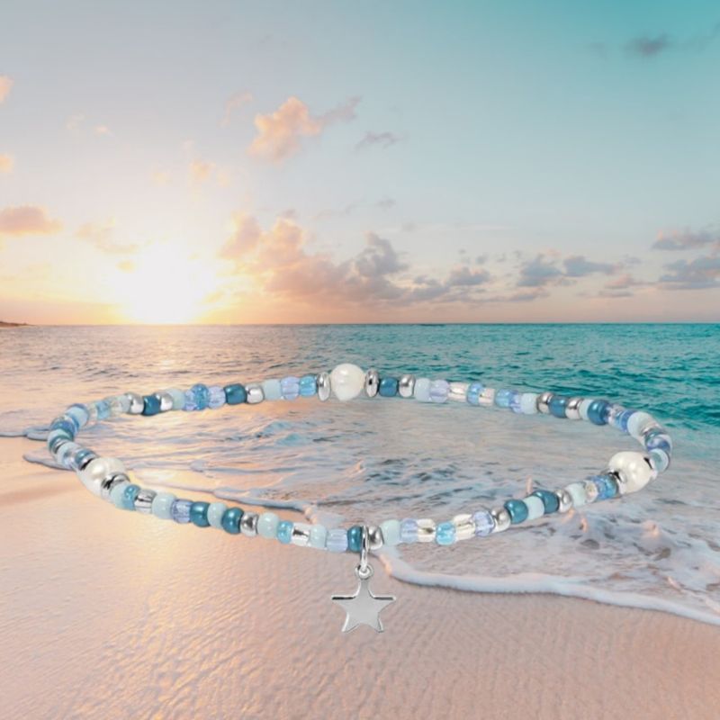 Stretch Ankle Bracelet Seed Bead/Pearl/Star