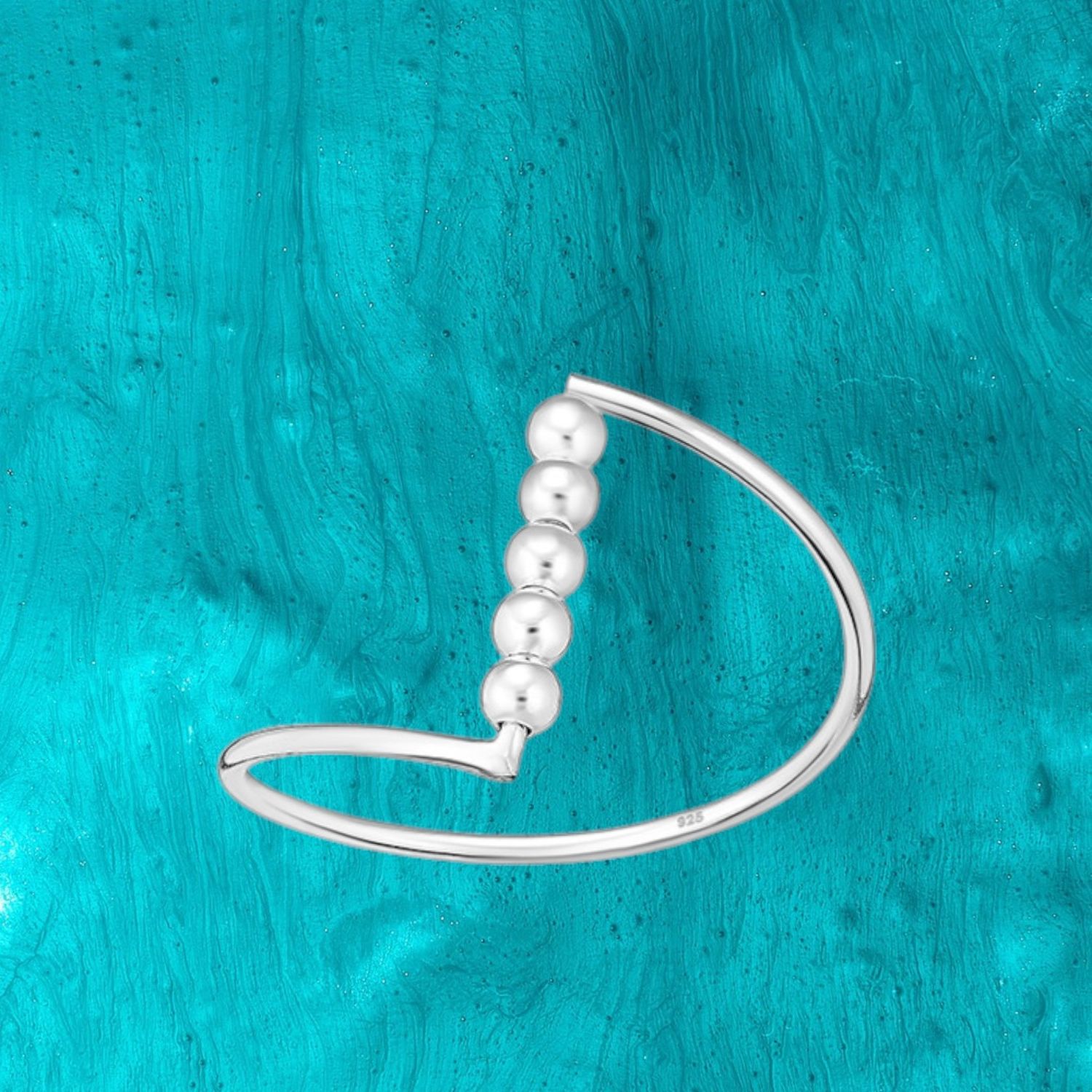 5 Bead Abstract Sterling Ring