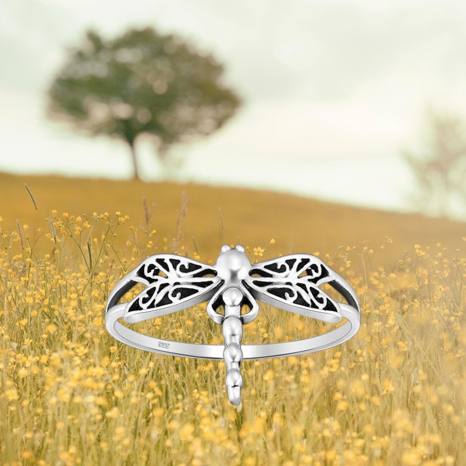 Oxidized Dragonfly S/S Ring